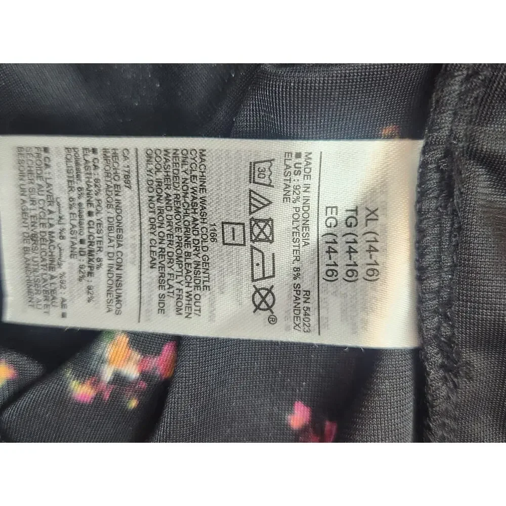 Old Navy Girls XL 14-16 Black Velvet Floral Dress Puff Sleeve Tiered‎